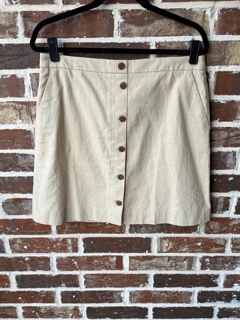 J. Crew Factory Linen Blend Button-Front A-Line Mini Skirt Tan Size 12 NWT